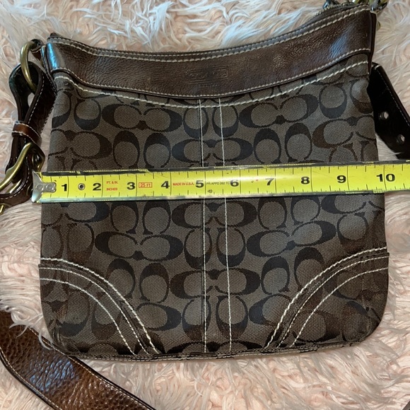 Brown Coach material bag 10”x10” with heavy brass colored hardware - Picture 7 of 7